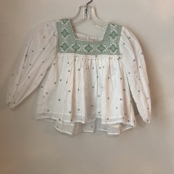 NWT Le Lapin Green Embroidered 100% cotton Top - Picture 1 of 7